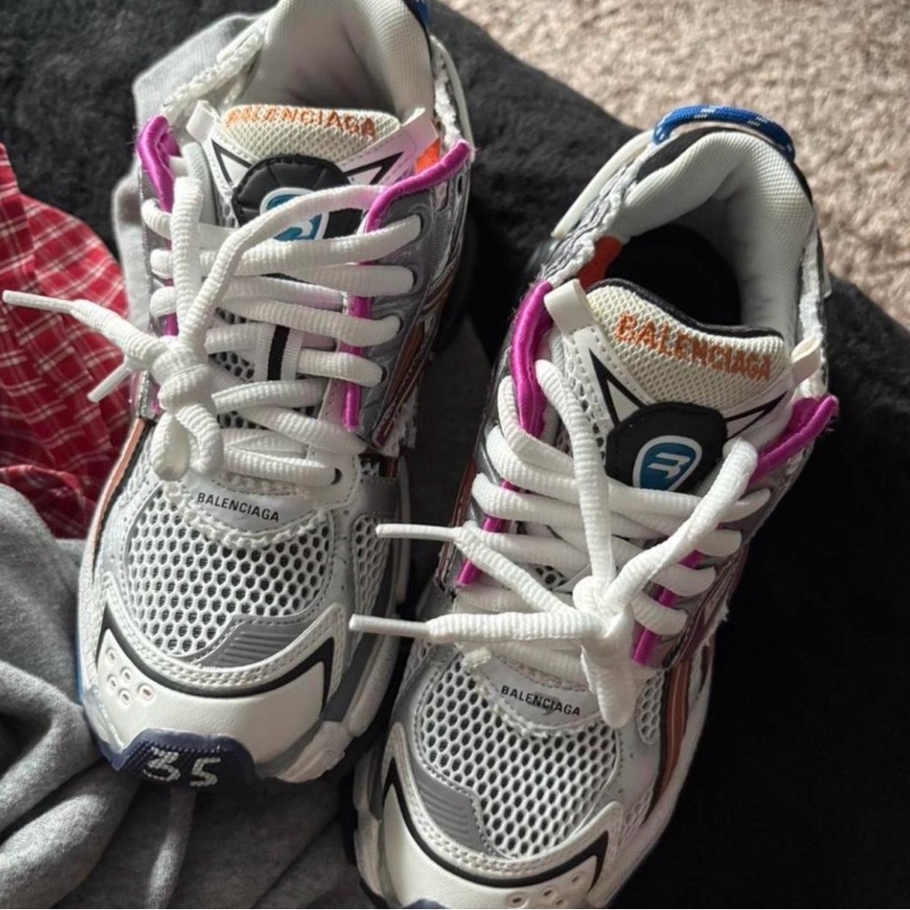 Balenciaga Kids' White and Purple Sneakers